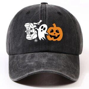 Halloween pumpkin embroidered baseball cap hat.